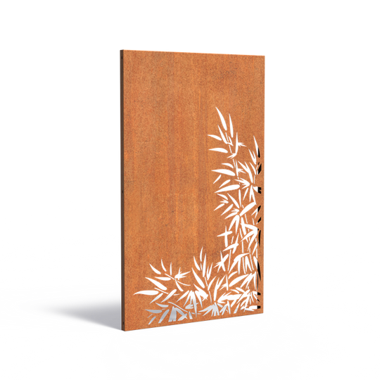 Gjerde i cortenstål med utskjæring: Bambus 2