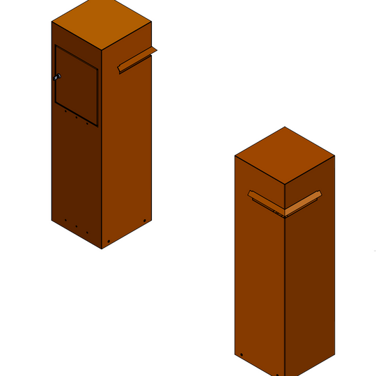 Postkasse i cortenstål, hjørnemodell