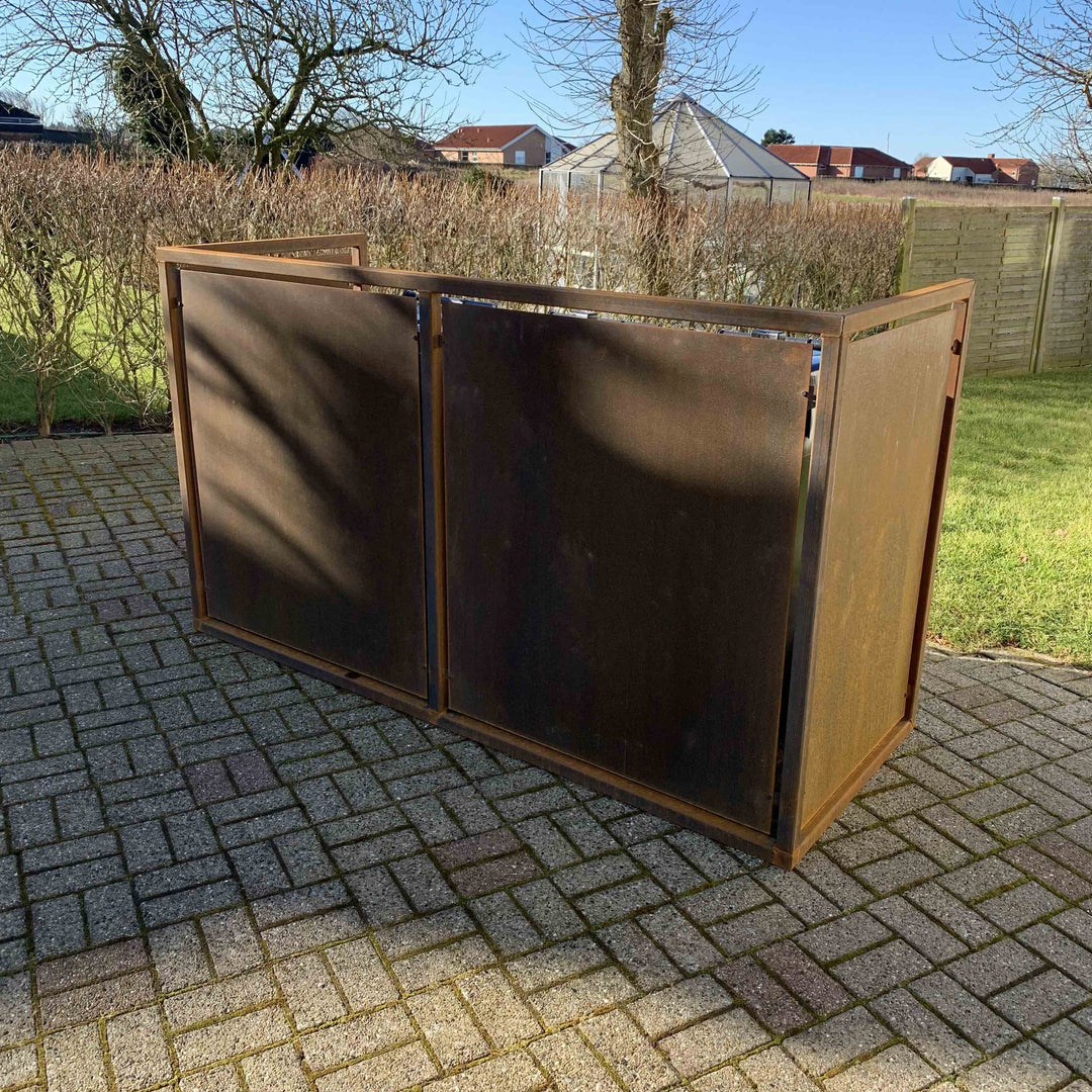 Søppelkasseskjuler i cortenstål - kraftig modell