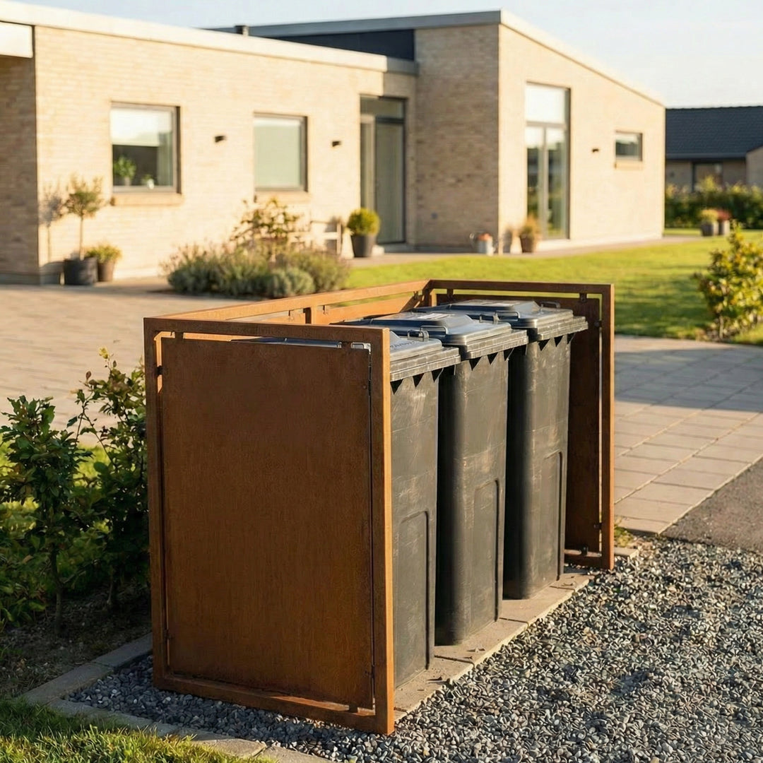 Søppelkasseskjuler i cortenstål - kraftig modell