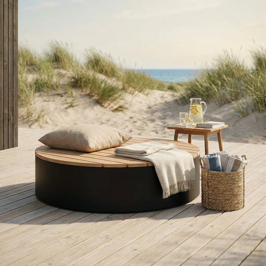 Rund benk/plattform pulverlakkert