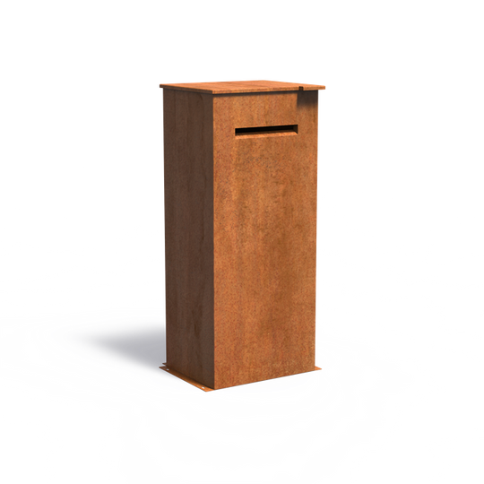 Postkasse i cortenstål, brev- og pakkemodell