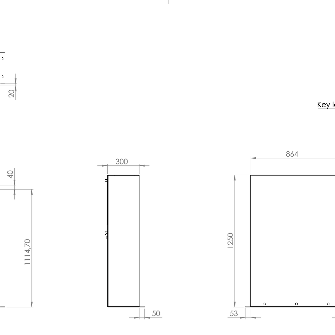 Postkasse i lakkert stål, brev og pakker, stor modell
