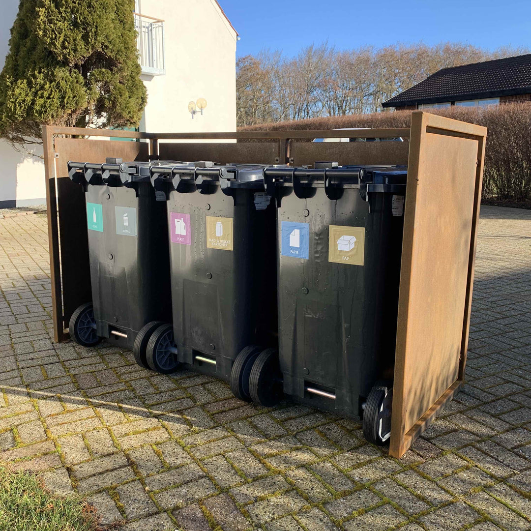 Søppelkasseskjuler i cortenstål - kraftig modell