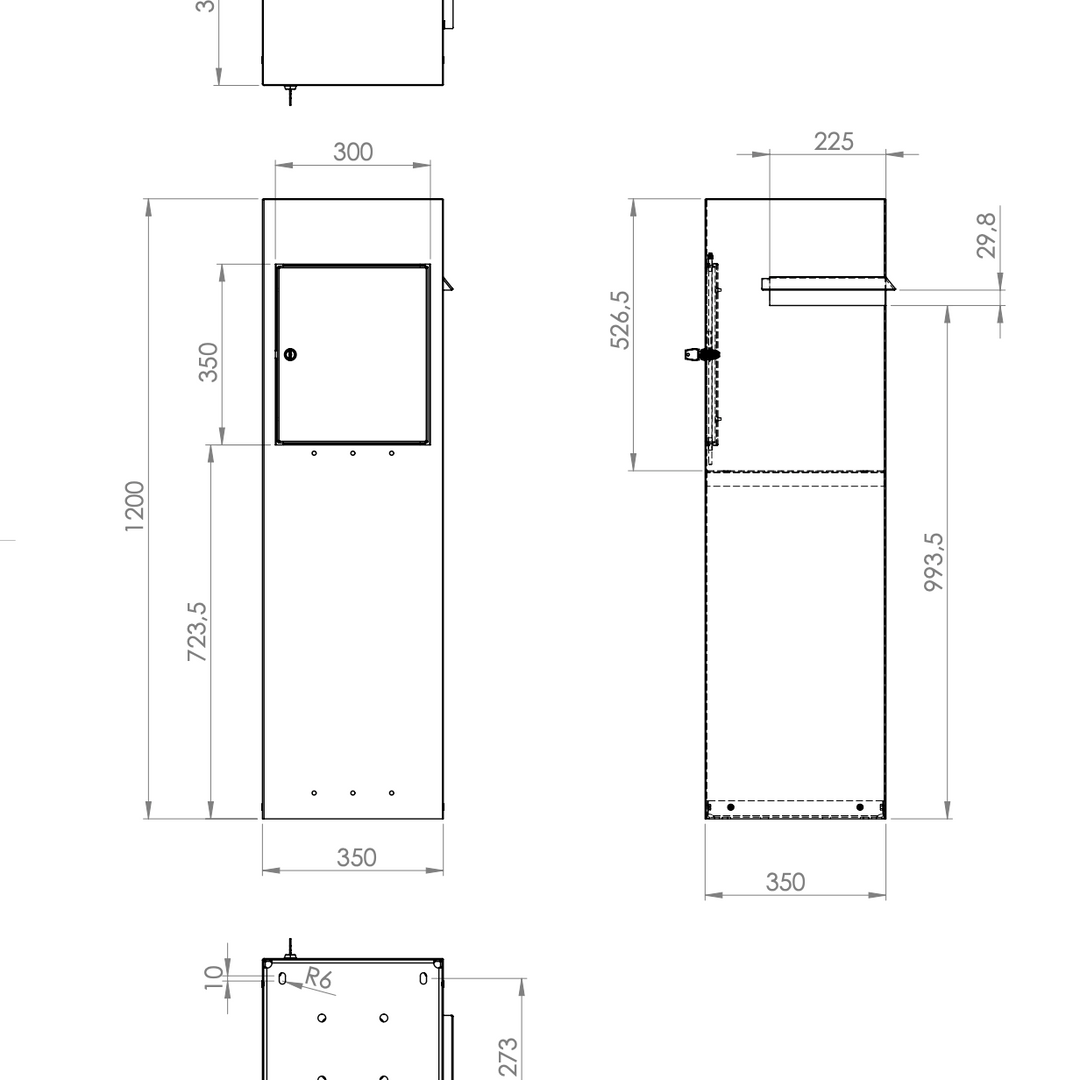 Postkasse i cortenstål, hjørnemodell