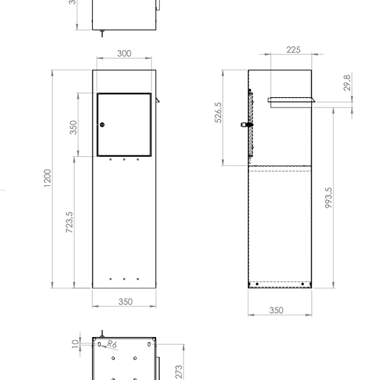 Postkasse i cortenstål, hjørnemodell